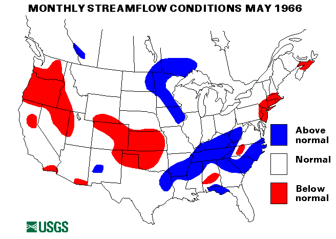National Water Conditions Surface Water Conditions Map - May 1966