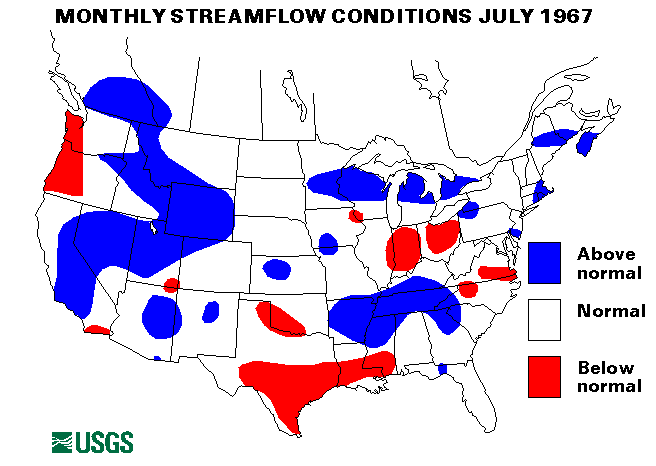 National Water Conditions Surface Water Conditions Map - July 1967