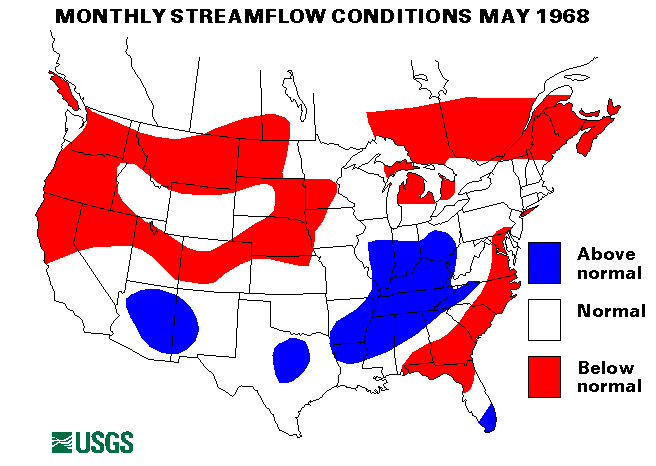National Water Conditions Surface Water Conditions Map - May 1968