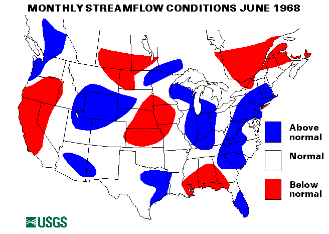 National Water Conditions Surface Water Conditions Map - June 1968