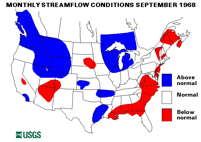 National Water Conditions Surface Water Conditions Map - September 1968