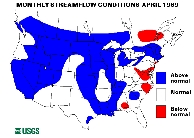 National Water Conditions Surface Water Conditions Map - April 1969