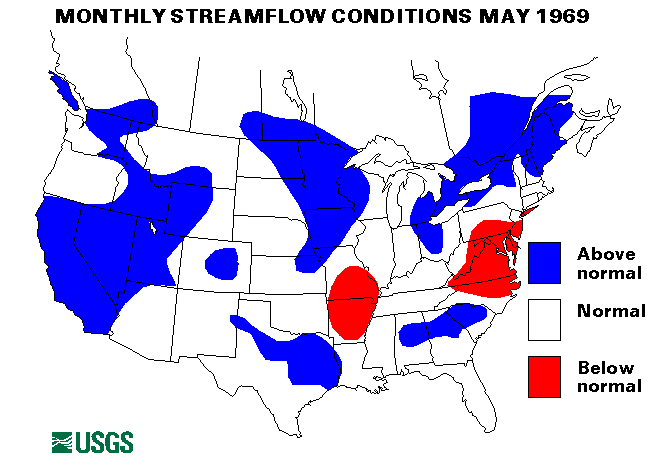 National Water Conditions Surface Water Conditions Map - May 1969