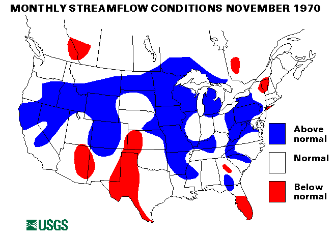 National Water Conditions Surface Water Conditions Map - November 1970