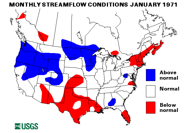 National Water Conditions Surface Water Conditions Map - January 1971