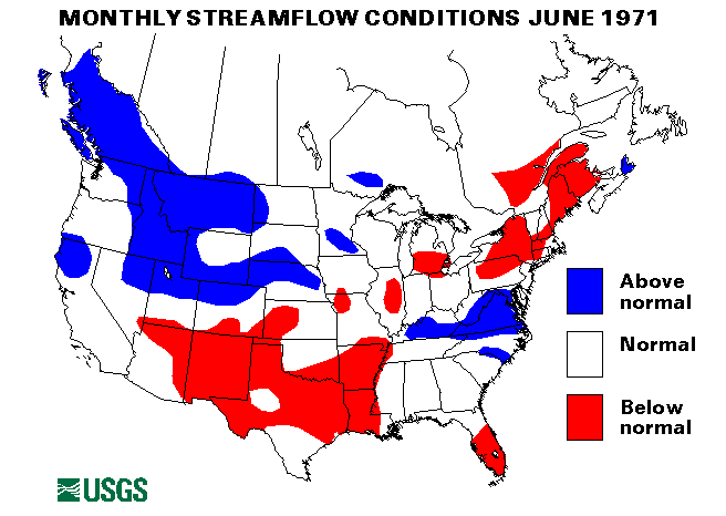 National Water Conditions Surface Water Conditions Map - June 1971