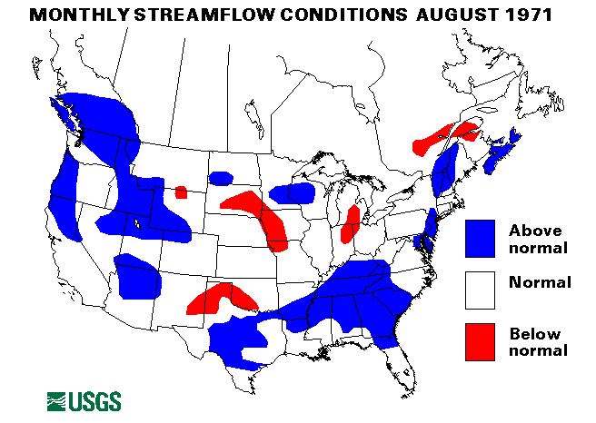 National Water Conditions Surface Water Conditions Map - August 1971