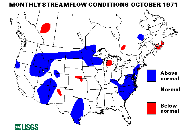 National Water Conditions Surface Water Conditions Map - October 1971
