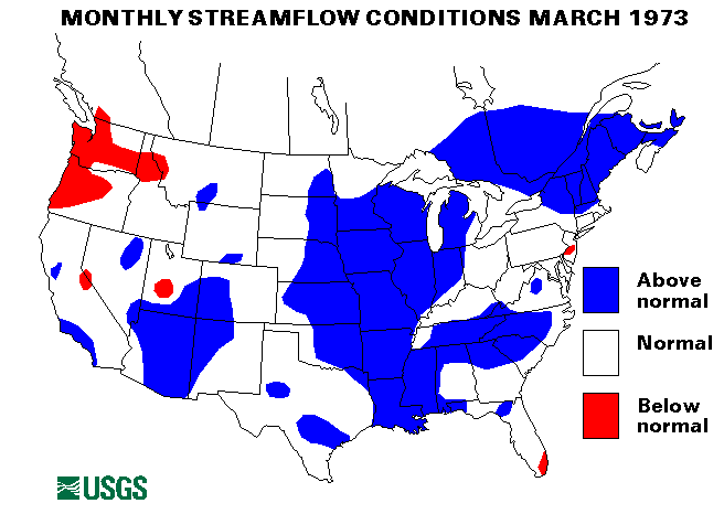 National Water Conditions Surface Water Conditions Map - March 1973