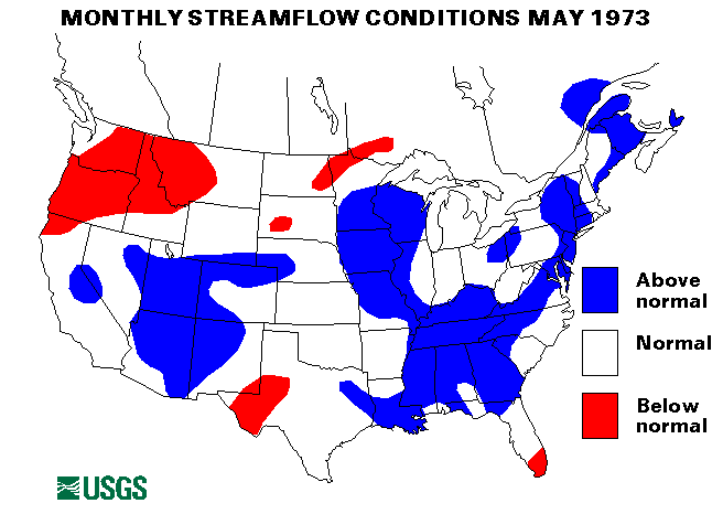National Water Conditions Surface Water Conditions Map - May 1973
