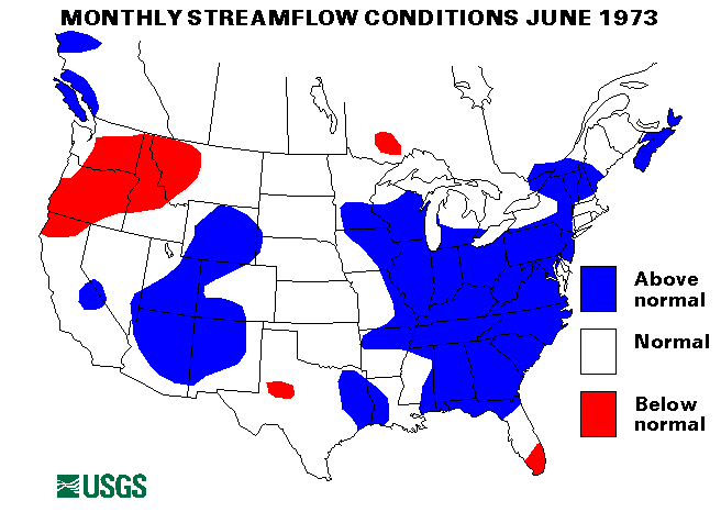 National Water Conditions Surface Water Conditions Map - June 1973
