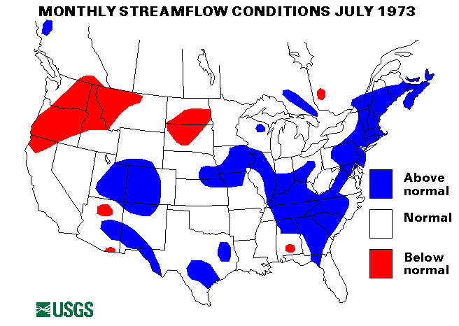 National Water Conditions Surface Water Conditions Map - July 1973