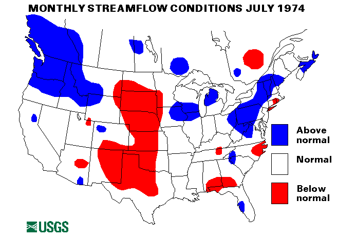 National Water Conditions Surface Water Conditions Map - July 1974