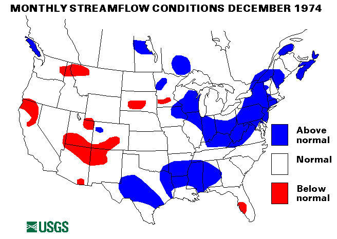 National Water Conditions Surface Water Conditions Map - December 1974