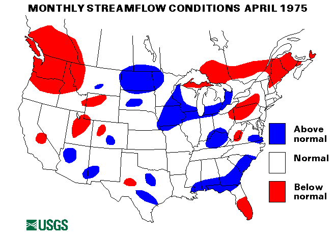 National Water Conditions Surface Water Conditions Map - April 1975