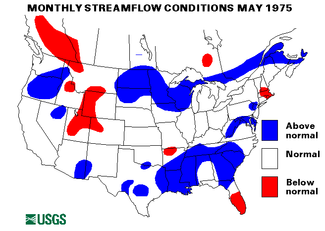National Water Conditions Surface Water Conditions Map - May 1975