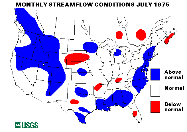 National Water Conditions Surface Water Conditions Map - July 1975