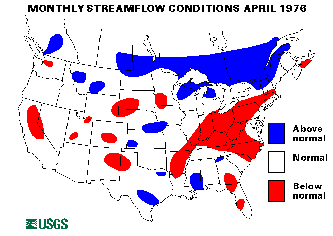 National Water Conditions Surface Water Conditions Map - April 1976