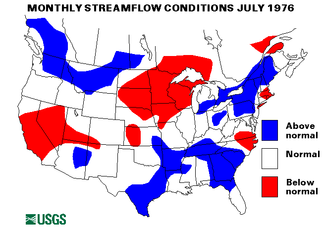 National Water Conditions Surface Water Conditions Map - July 1976