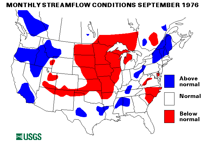 National Water Conditions Surface Water Conditions Map - September 1976