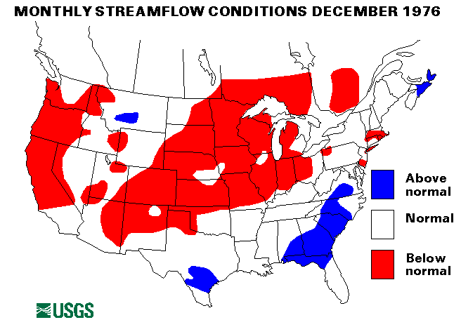 National Water Conditions Surface Water Conditions Map - December 1976