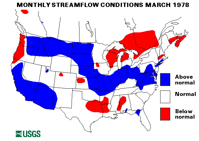National Water Conditions Surface Water Conditions Map - March 1978