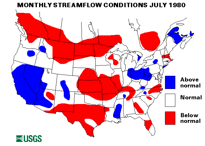 National Water Conditions Surface Water Conditions Map - July 1980