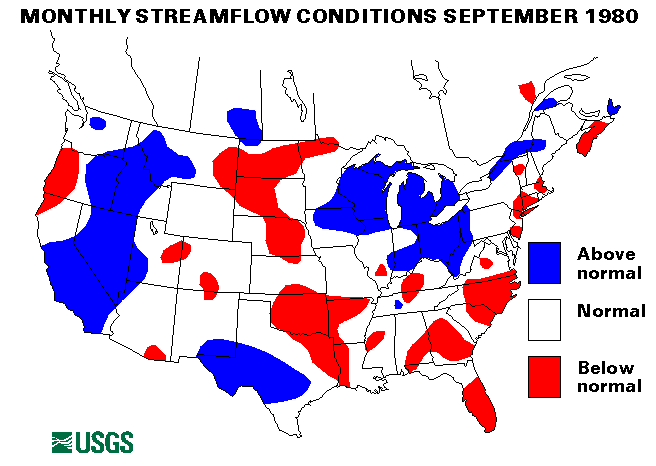 National Water Conditions Surface Water Conditions Map - September 1980