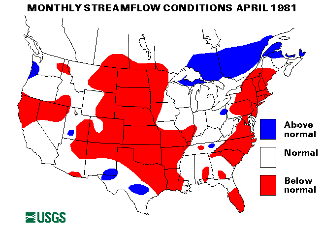 National Water Conditions Surface Water Conditions Map - April 1981