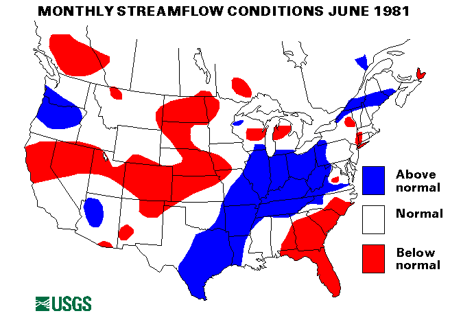 National Water Conditions Surface Water Conditions Map - June 1981