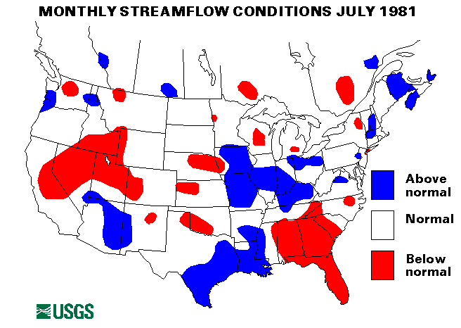 National Water Conditions Surface Water Conditions Map - July 1981