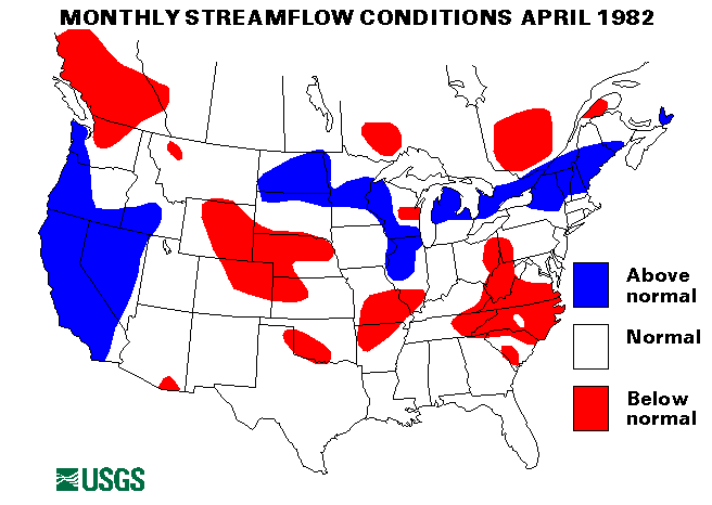 National Water Conditions Surface Water Conditions Map - April 1982