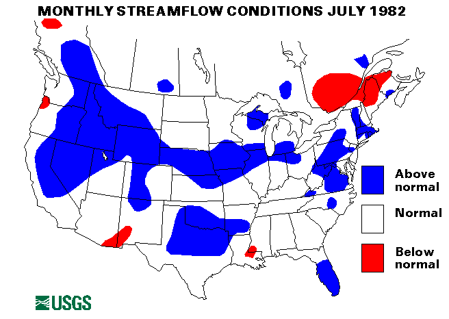National Water Conditions Surface Water Conditions Map - July 1982