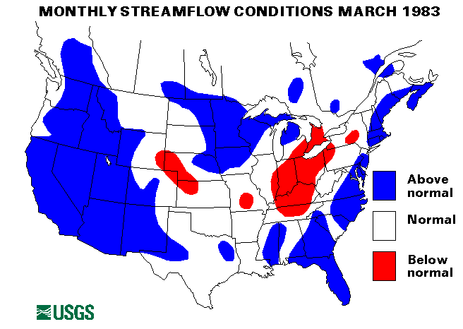 National Water Conditions Surface Water Conditions Map - March 1983