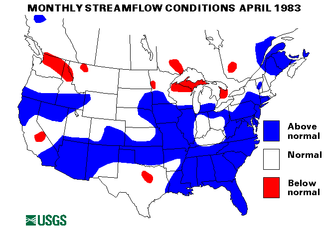 National Water Conditions Surface Water Conditions Map - April 1983