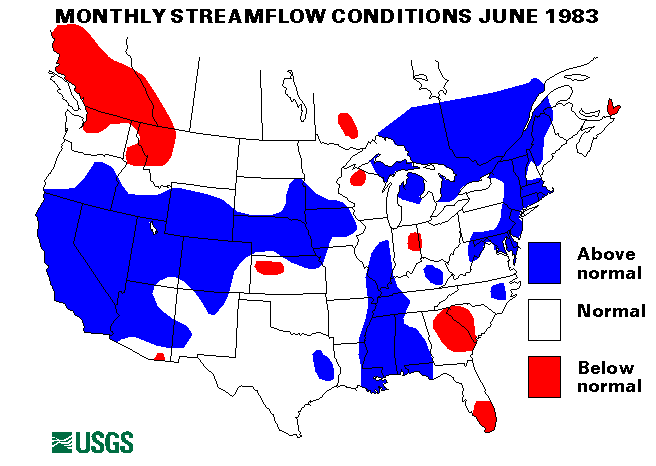 National Water Conditions Surface Water Conditions Map - June 1983
