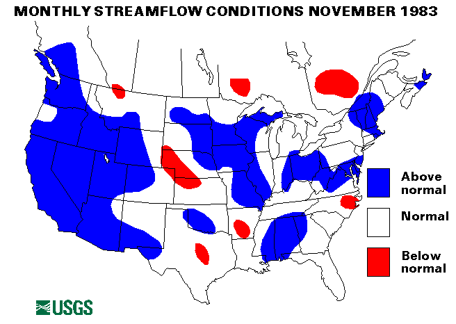 National Water Conditions Surface Water Conditions Map - November 1983
