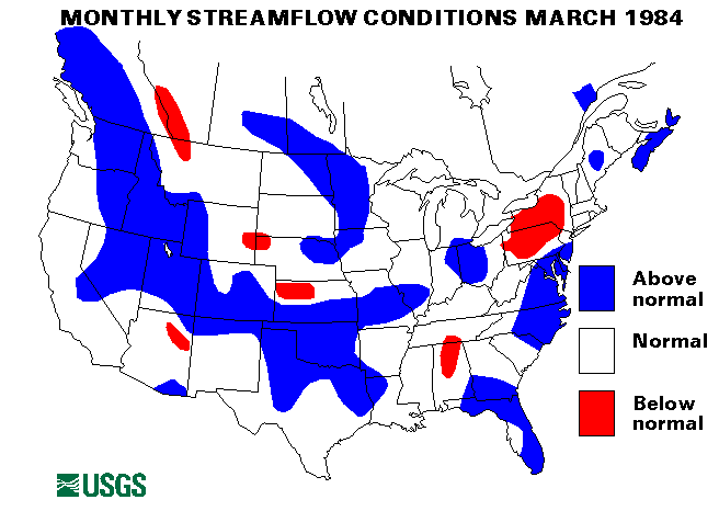 National Water Conditions Surface Water Conditions Map - March 1984