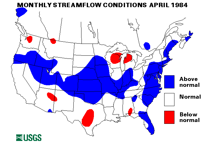 National Water Conditions Surface Water Conditions Map - April 1984
