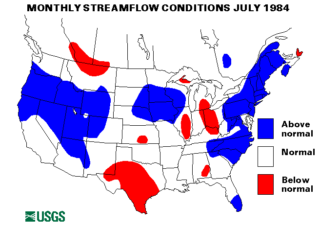 National Water Conditions Surface Water Conditions Map - July 1984