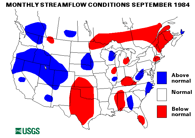 National Water Conditions Surface Water Conditions Map - September 1984
