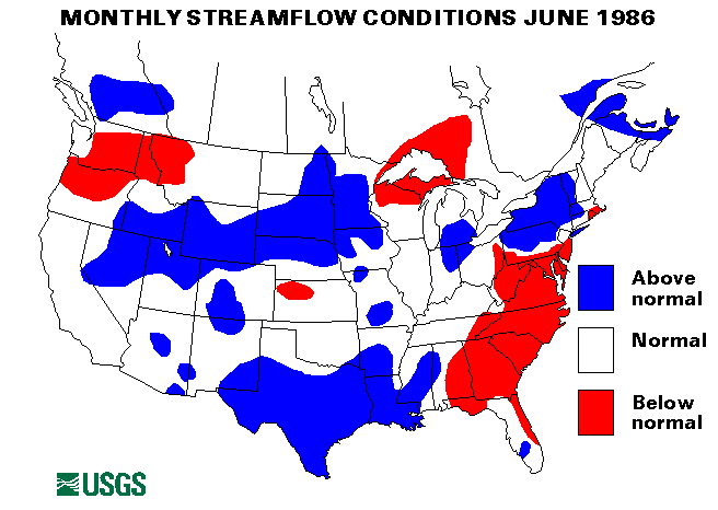 National Water Conditions Surface Water Conditions Map - June 1986