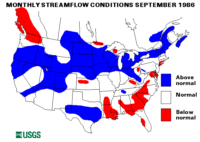 National Water Conditions Surface Water Conditions Map - September 1986