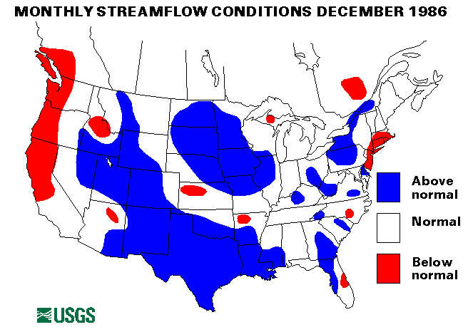 National Water Conditions Surface Water Conditions Map - December 1986