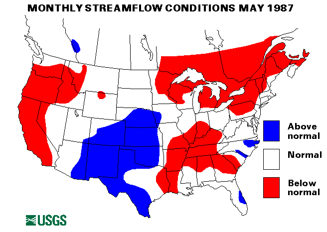 National Water Conditions Surface Water Conditions Map - May 1987