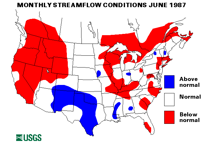 National Water Conditions Surface Water Conditions Map - June 1987