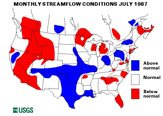National Water Conditions Surface Water Conditions Map - July 1987