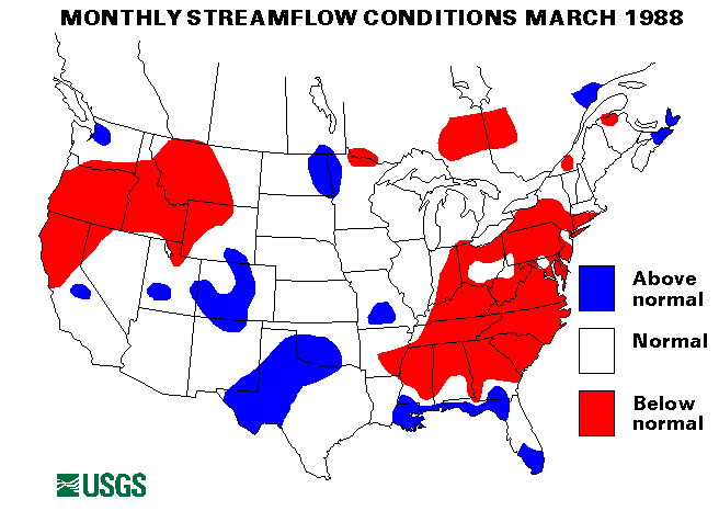 National Water Conditions Surface Water Conditions Map - March 1988