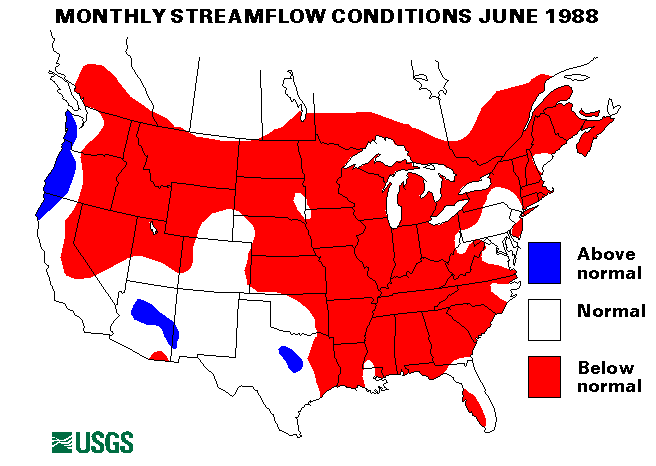 National Water Conditions Surface Water Conditions Map - June 1988