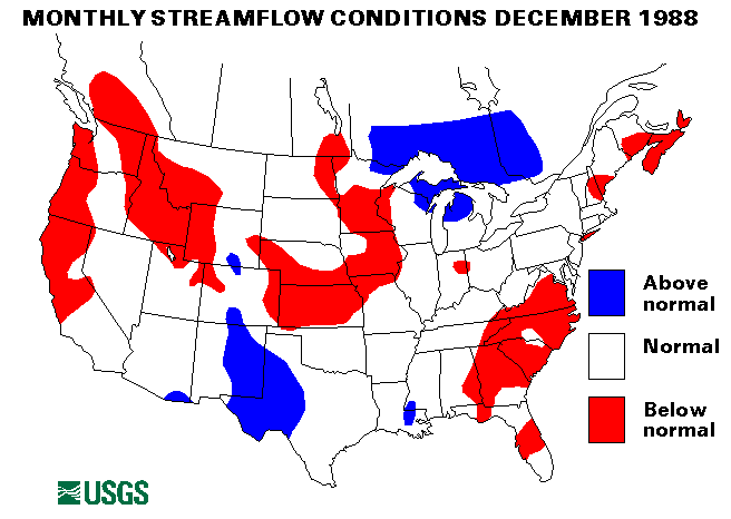 National Water Conditions Surface Water Conditions Map - December 1988